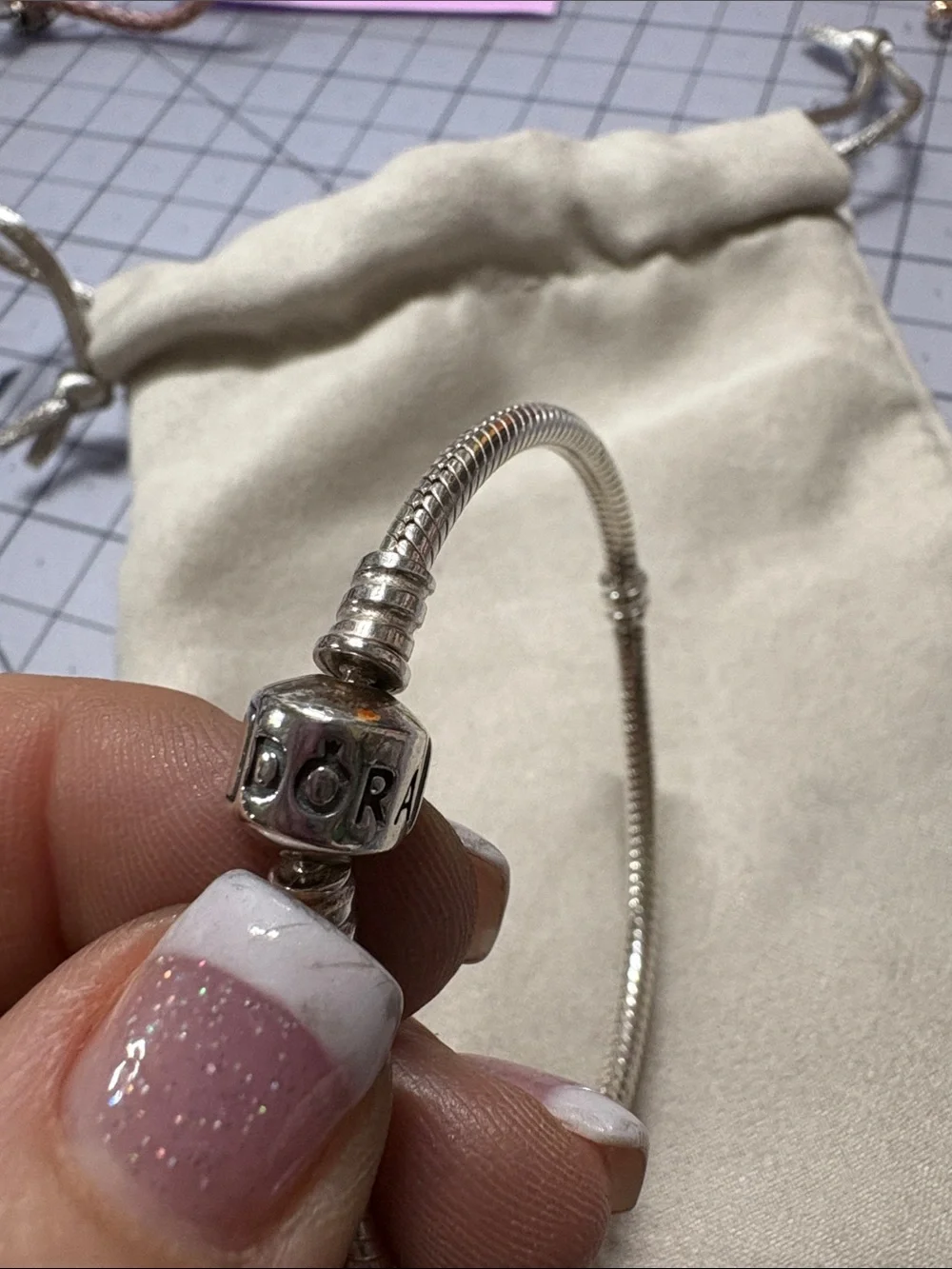 Pandora 6.5” Sterling Silver Snake Chain Bracelet with Barrel Clasp